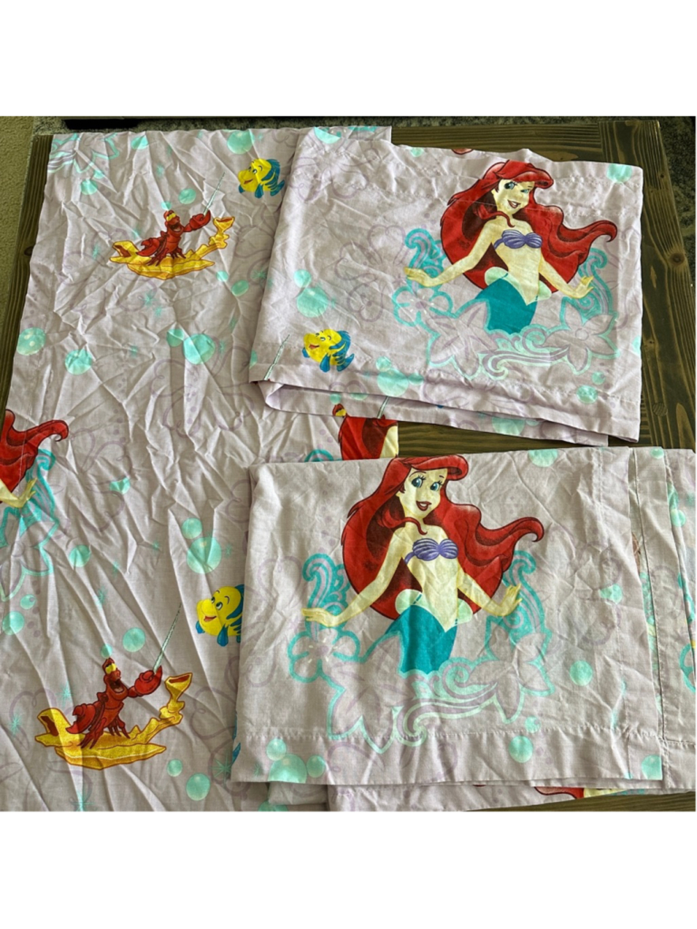 Vintage Disney Little Mermaid Curtains Valance Set Ariel Sebastian Flounder